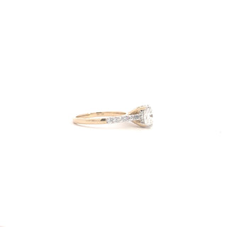 14K Gold Lab Grown Cushion Cut Diamond Engagement Ring