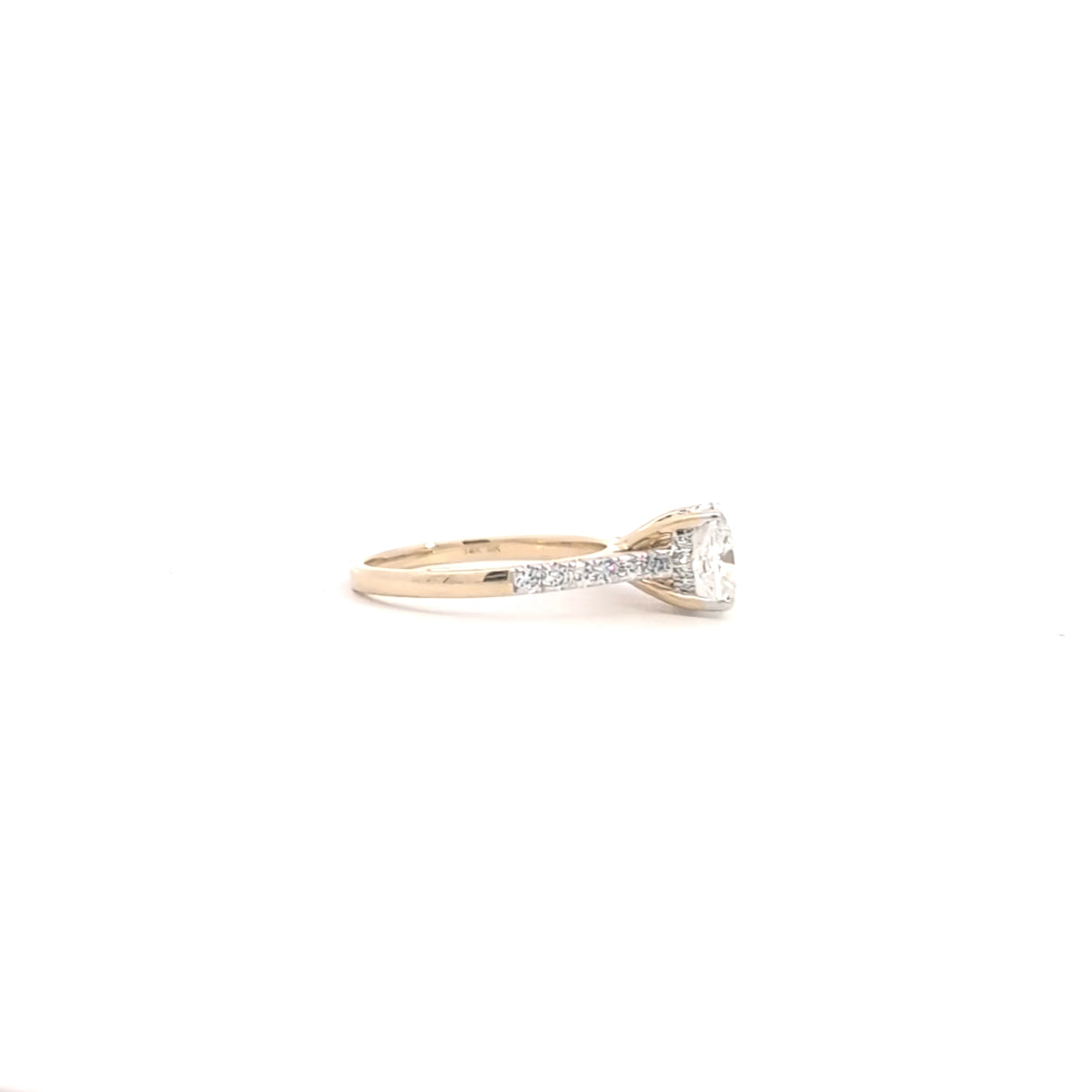 14K Gold Lab Grown Cushion Cut Diamond Engagement Ring