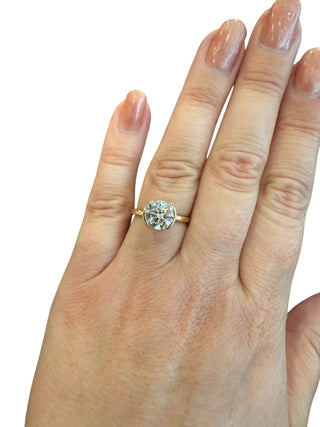 14K YELLOW GOLD 2.08cttw LAB DIAMOND RING WITH HIDDEN HALO
