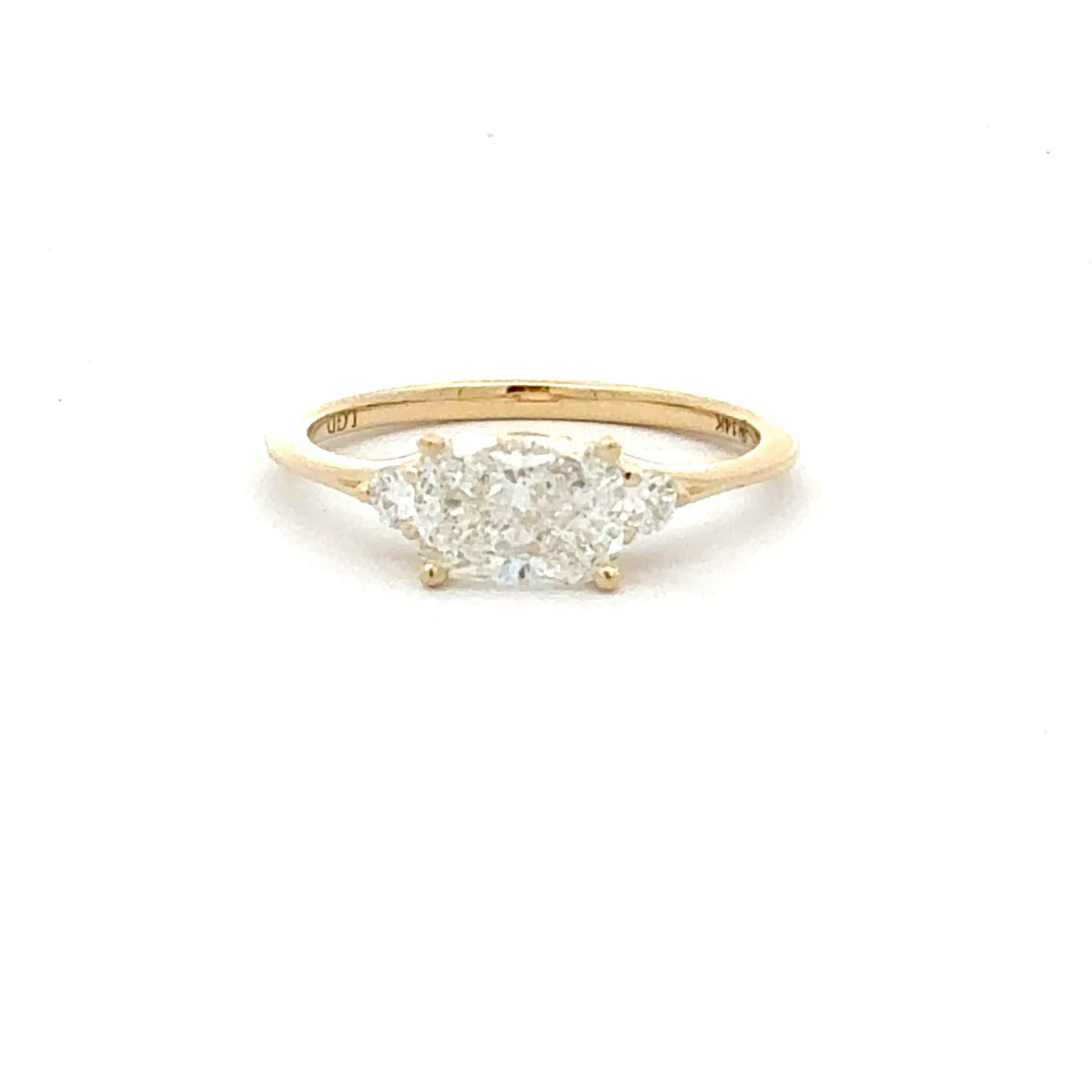 14K Yellow Gold Diamond Cushion Cut Ring