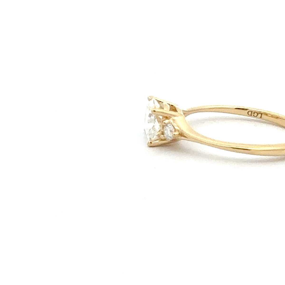 14K Yellow Gold Diamond Cushion Cut Ring