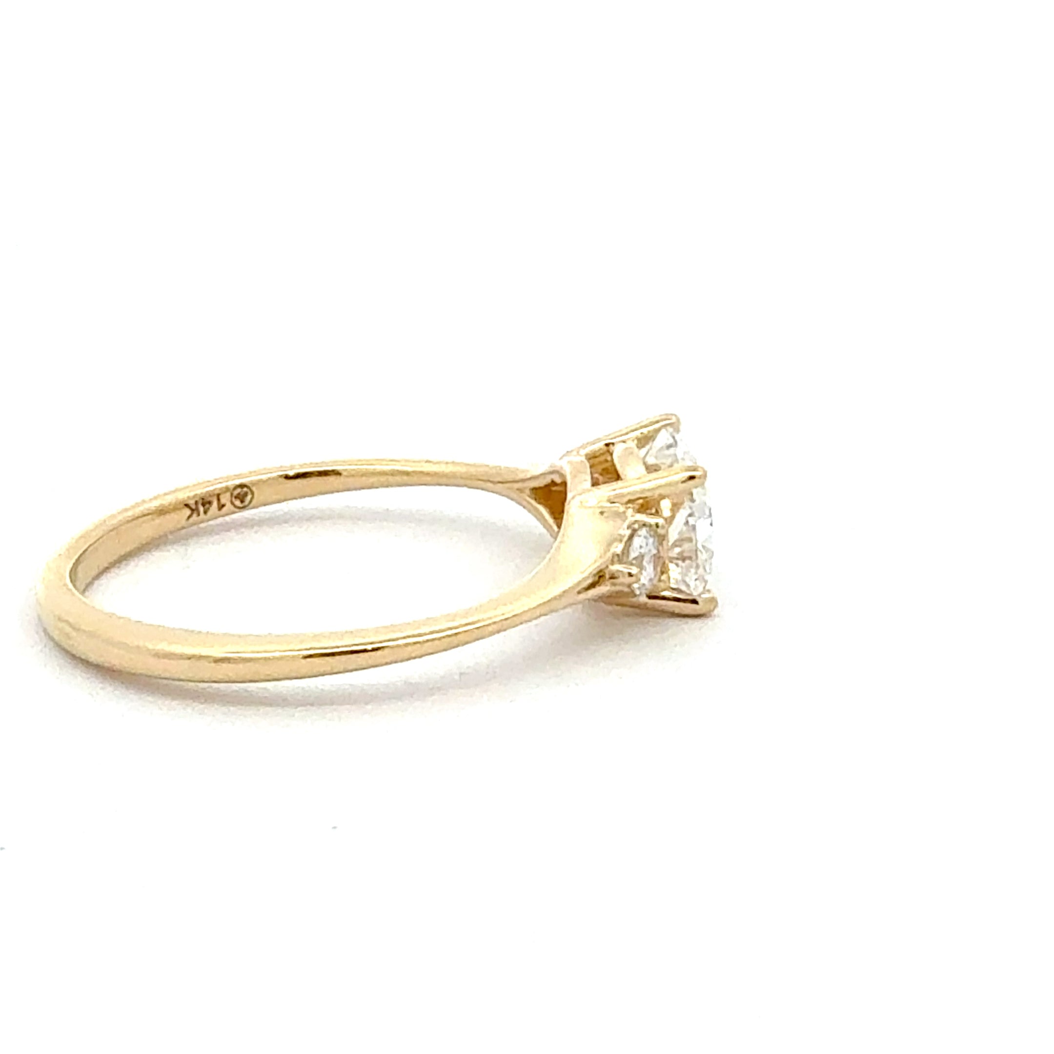 14K Yellow Gold Diamond Cushion Cut Ring - 4 /