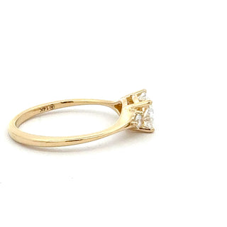 14K Yellow Gold Diamond Cushion Cut Ring