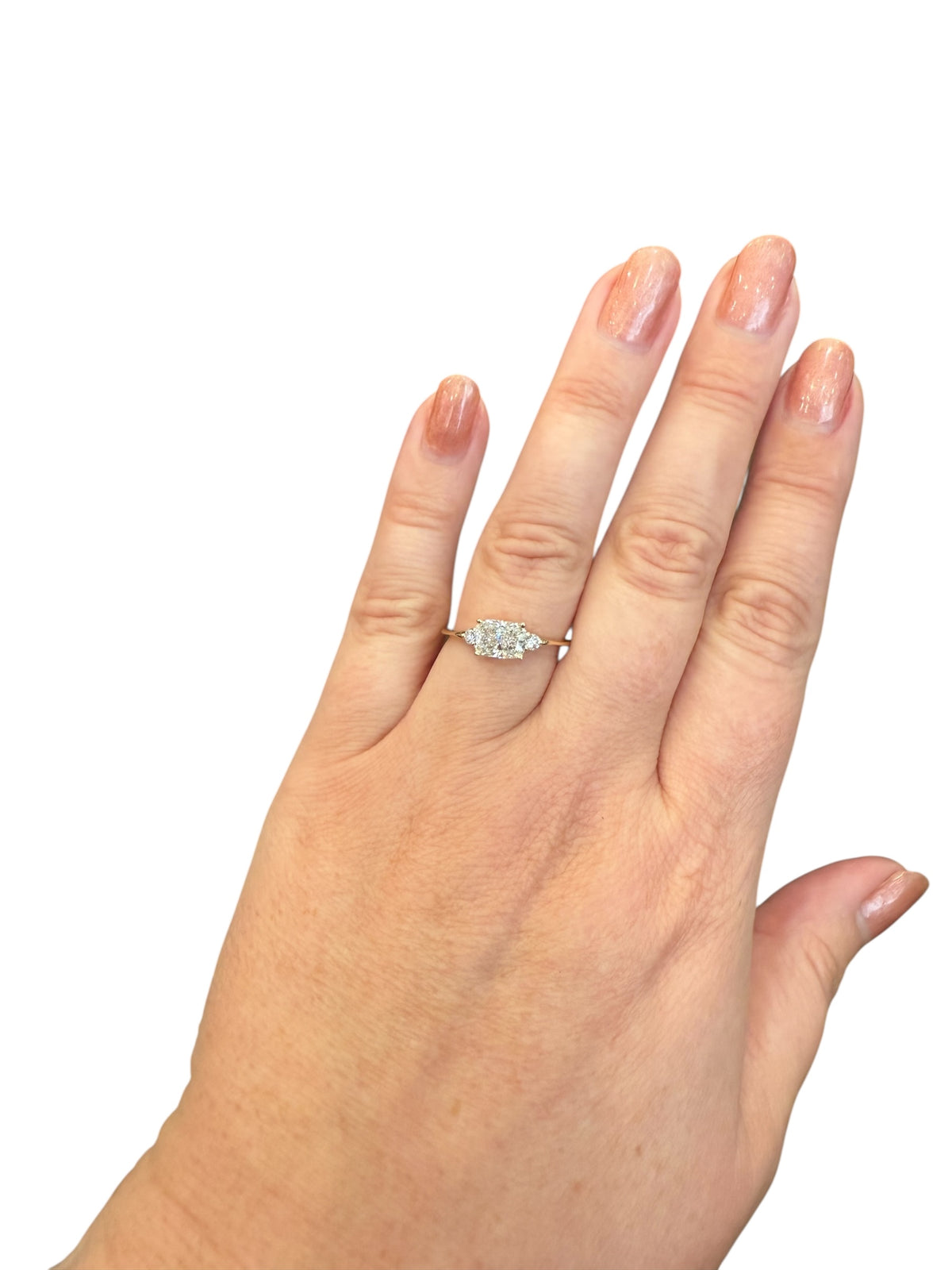 14K Yellow Gold Diamond Cushion Cut Ring