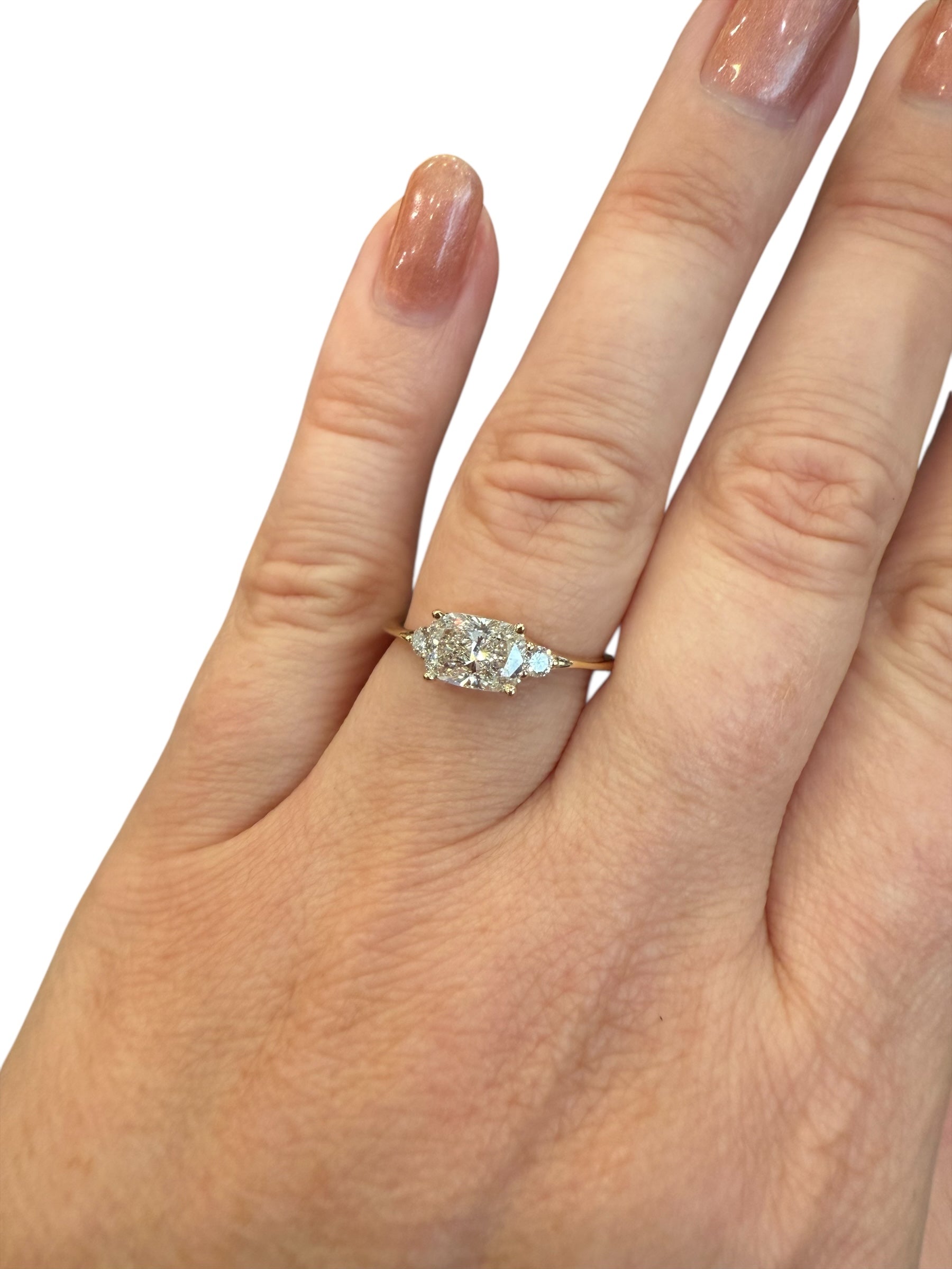 14K Yellow Gold Diamond Cushion Cut Ring - 4 /