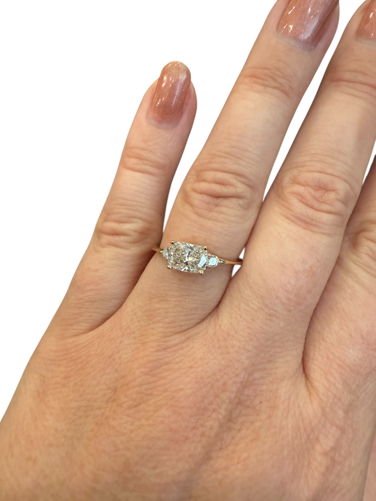 14K Yellow Gold Diamond Cushion Cut Ring