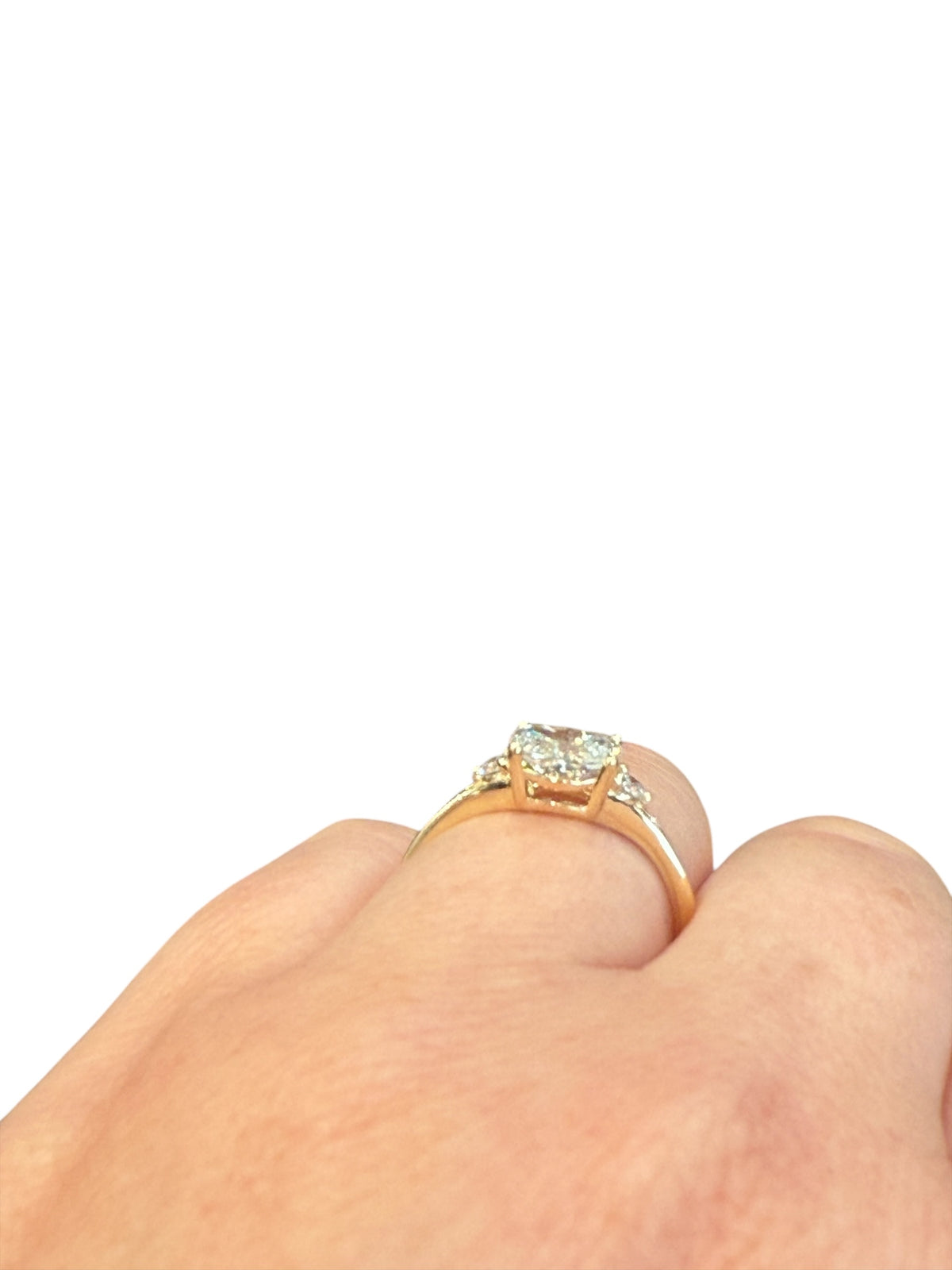 14K Yellow Gold Diamond Cushion Cut Ring
