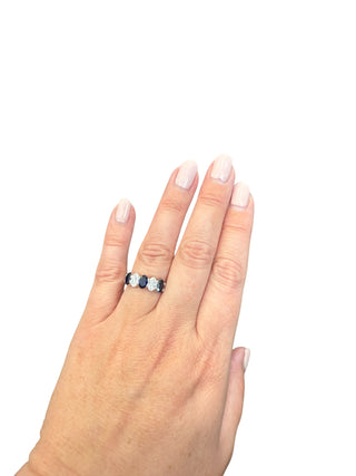 10K White Gold 1.67cttw Lab Grown Sapphire and Diamond Ring