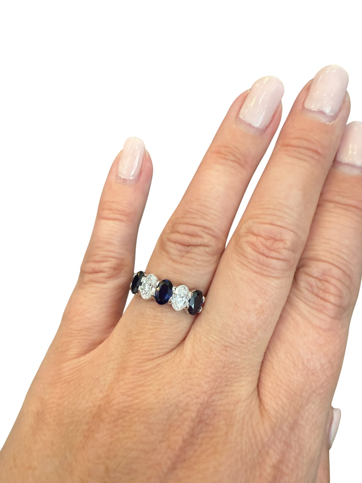 10K White Gold Lab Grown Sapphire and Diamond Ring