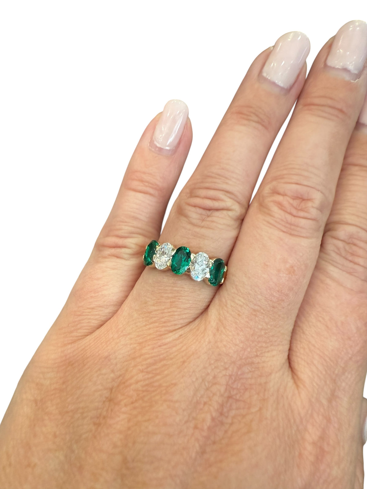 10K Yellow Gold Lab Grown Emerald and Diamond Ring