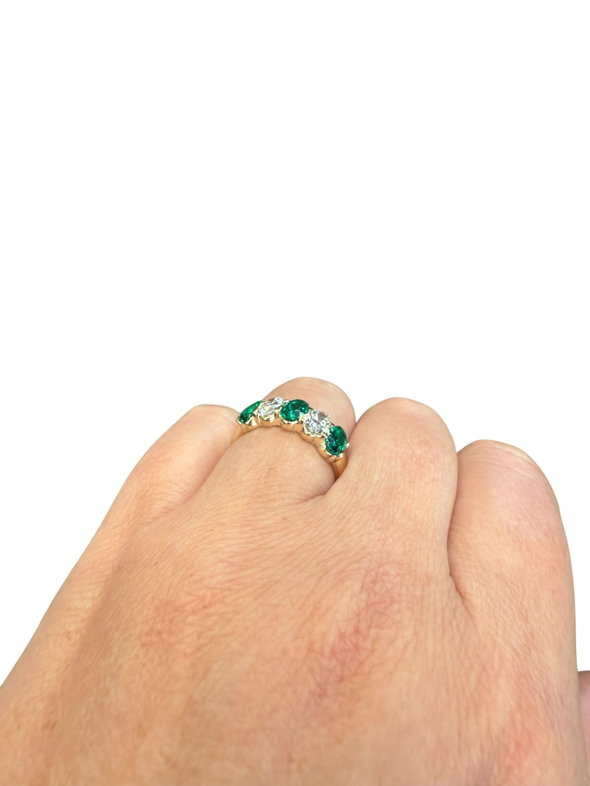 10K Yellow Gold Lab Grown Emerald and Diamond Ring