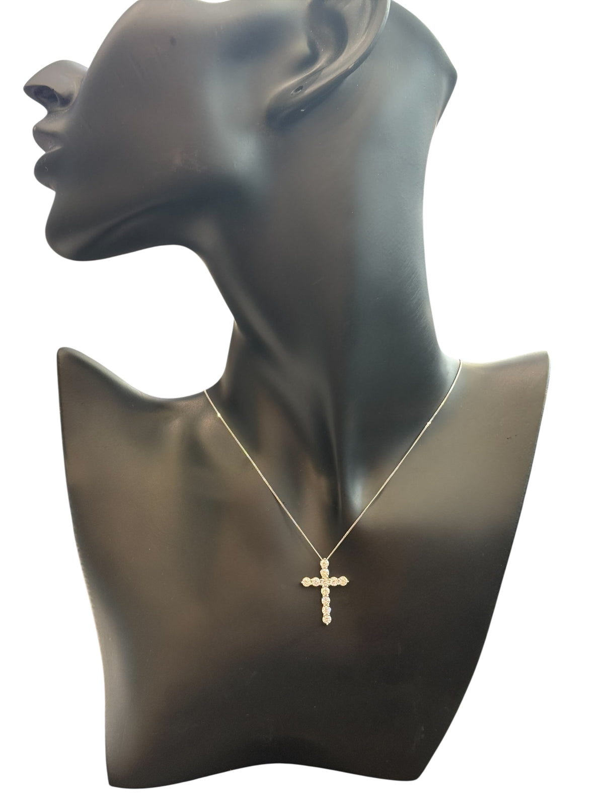 10K White Gold 1.00cttw Lab Grown Diamond Cross Necklace