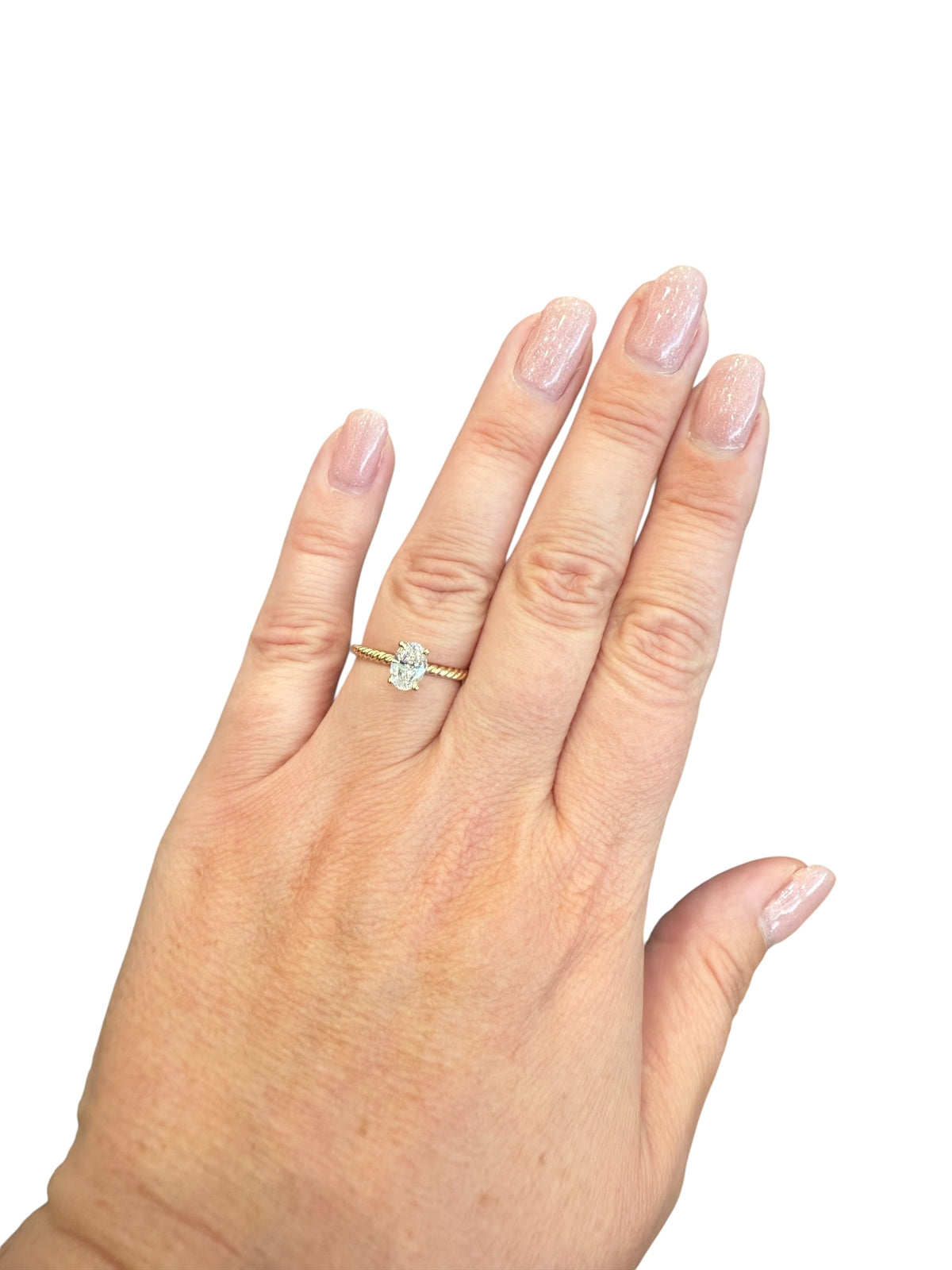 14K Yellow Gold 0.70cttw Oval Cut Lab Grown Diamond Ring