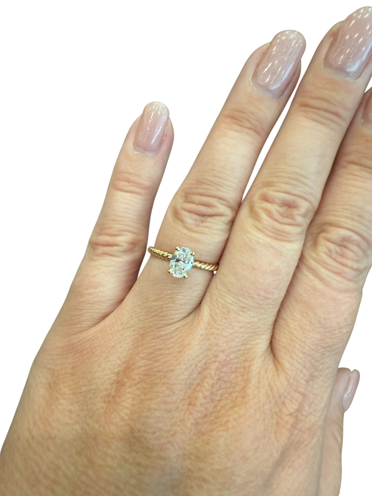 14K Yellow Gold 0.70cttw Oval Cut Lab Grown Diamond Ring