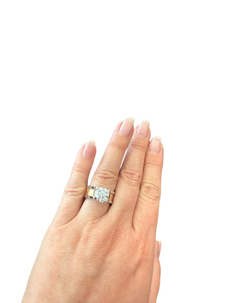 14K Yellow and White Gold 2.00 Carat Blossom Cut Lab Grown Diamond Solitaire Engagement Ring