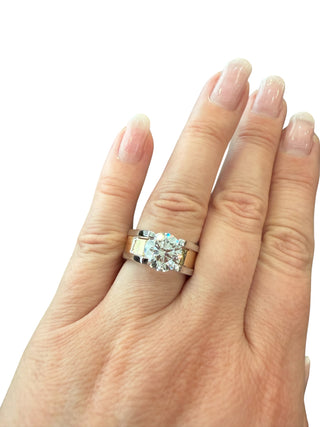 14K Yellow and White Gold 2.00 Carat Blossom Cut Lab Grown Diamond Solitaire Engagement Ring