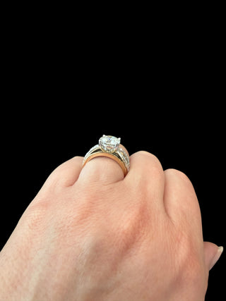 14K Yellow and White Gold 3.00 Carat Lab Grown Diamond Wide Crossover Engagement Ring