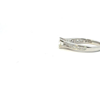 18K White Gold & Palladium Alloy (hypoallergenic) 0.65-1.50cttw Princess Cut Canadian Diamond Engagement Ring