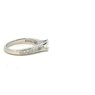 18K White Gold & Palladium Alloy (hypoallergenic) 0.65-1.50cttw Princess Cut Canadian Diamond Engagement Ring
