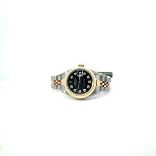 Rolex | Steel and 18k 26mm Jubilee Datejust Black Diamond Dial and Fluted Bezel Watch |Swiss Crown™ USA Pre-owned Independently Certified