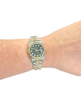 Rolex | Steel and 18k 26mm Jubilee Datejust Black Diamond Dial and Fluted Bezel Watch |Swiss Crown™ USA Pre-owned Independently Certified