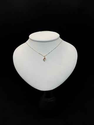10K Yellow Gold 0.045 cttw Diamond and Ruby Pendant, 18"