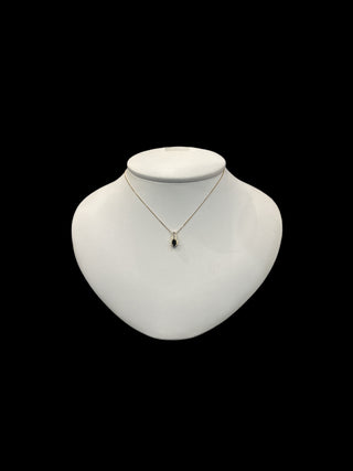 10K Yellow Gold Diamond and Sapphire Pendant, 18"