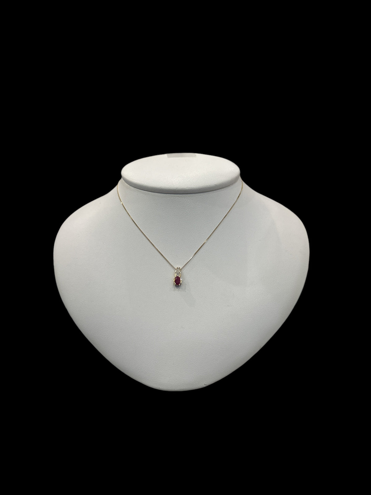 10K Yellow Gold Diamond and Ruby Pendant, 18&quot;