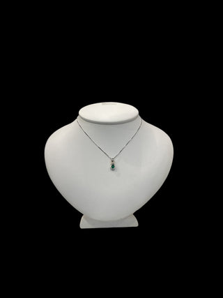 10K White and Yellow Gold 0.015 cttw Diamond and Emerald Pendant, 18"