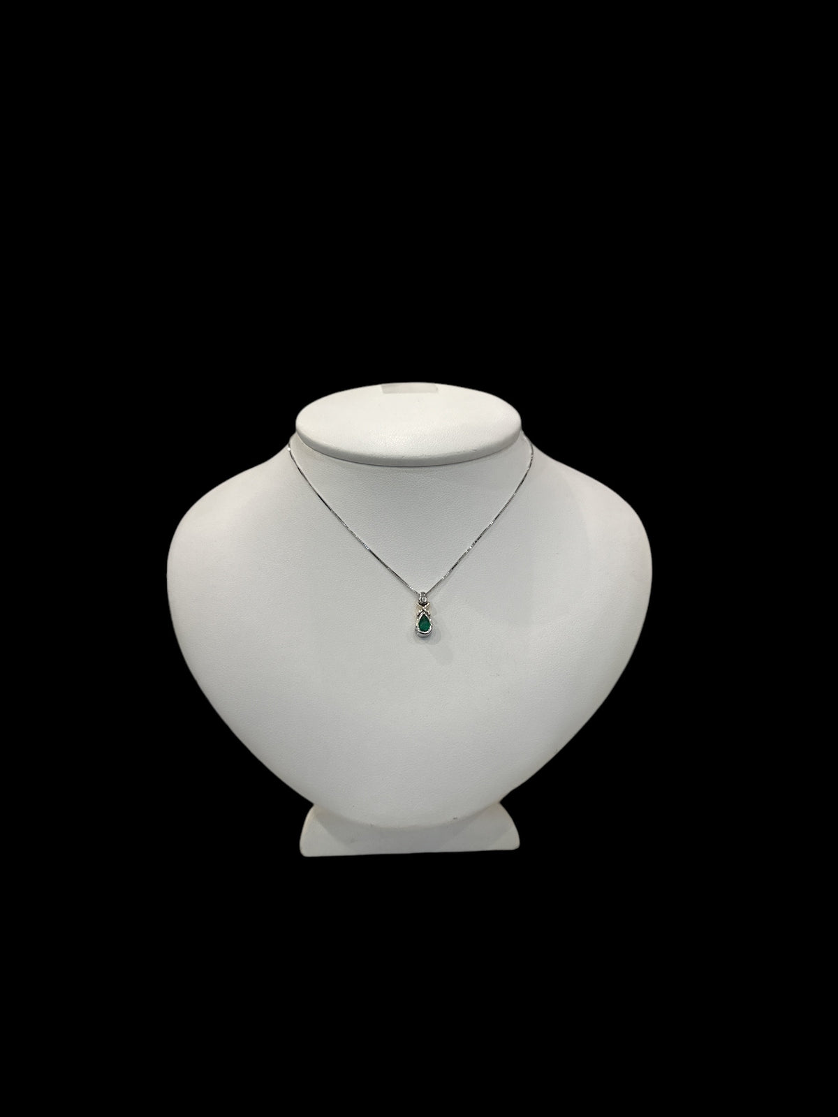 10K White and Yellow Gold 0.015 cttw Diamond and Emerald Pendant, 18&quot;