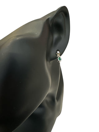 10K White and Yellow Gold Emerald & Diamond Earring