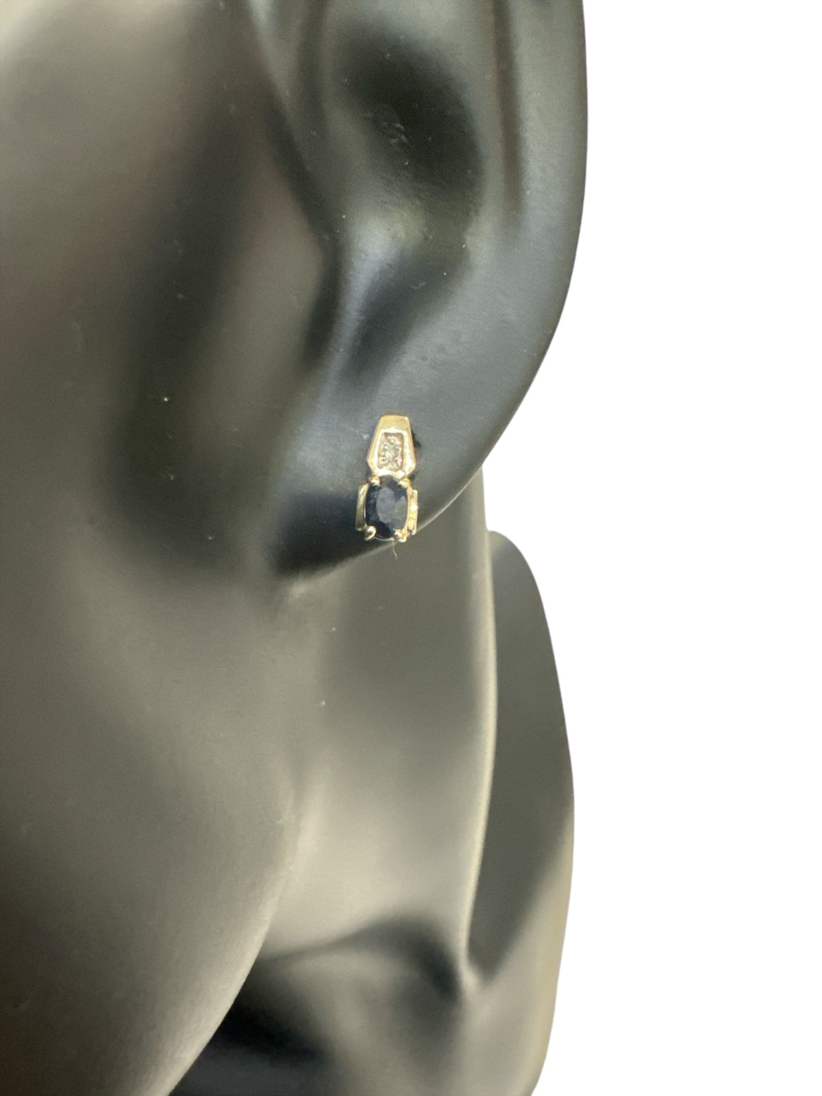 10K Yellow Gold Sapphire &amp; Diamond Earring