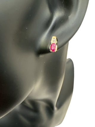 10K Yellow Gold Ruby & Diamond Earring