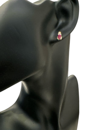 10K Yellow Gold Ruby & Diamond Earring