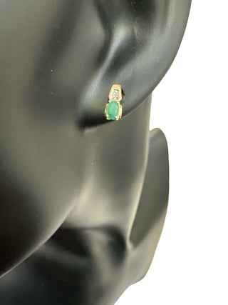 10K Yellow Gold Emerald & Diamond Earring