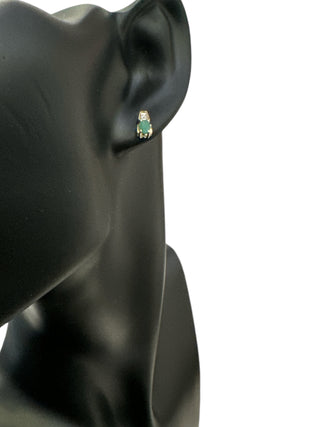 10K Yellow Gold Emerald & Diamond Earring
