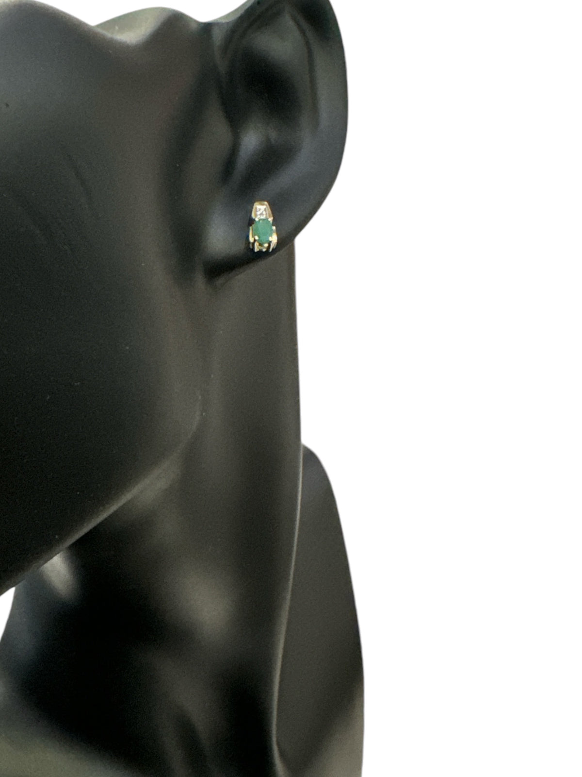 10K Yellow Gold Emerald &amp; Diamond Earring