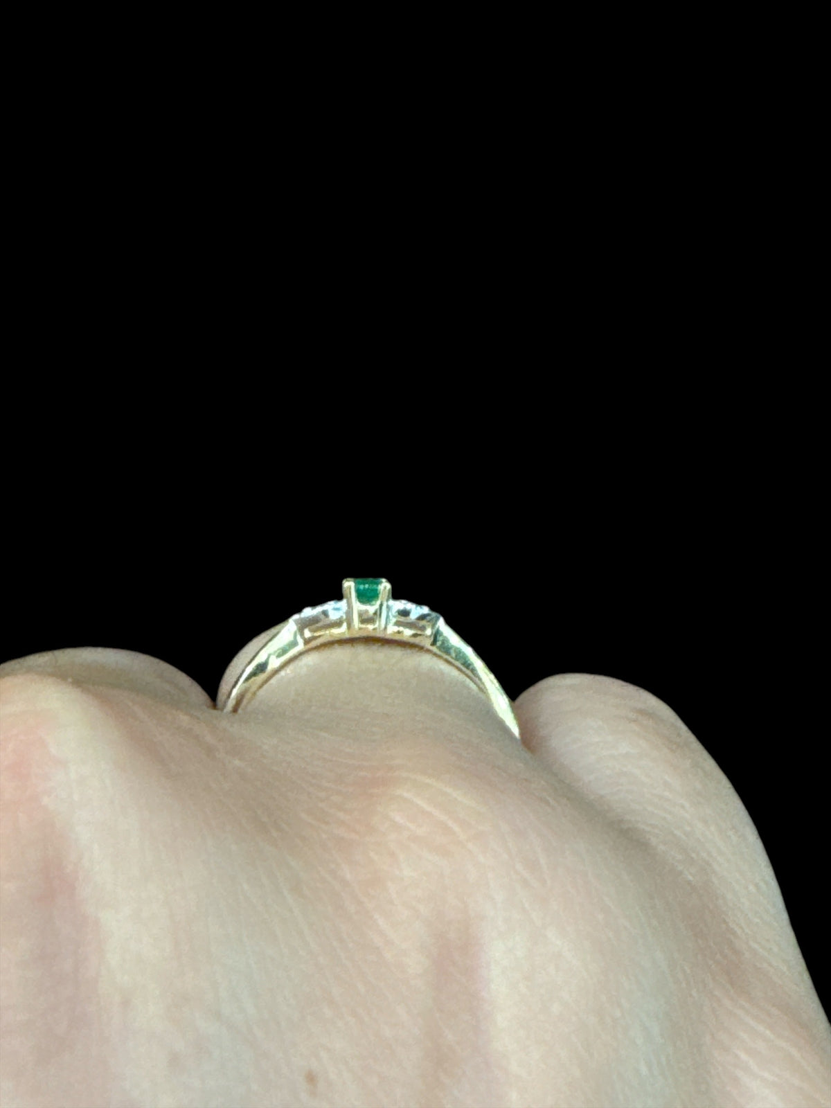 10K Yellow Gold Genuine Emerald and Diamond Ring