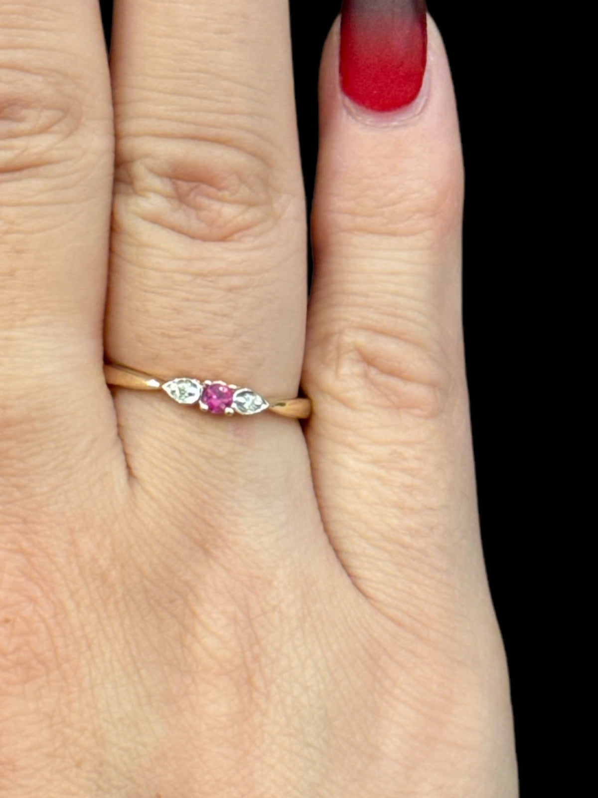 10K Yellow Gold Genuine Ruby and Diamond Ring