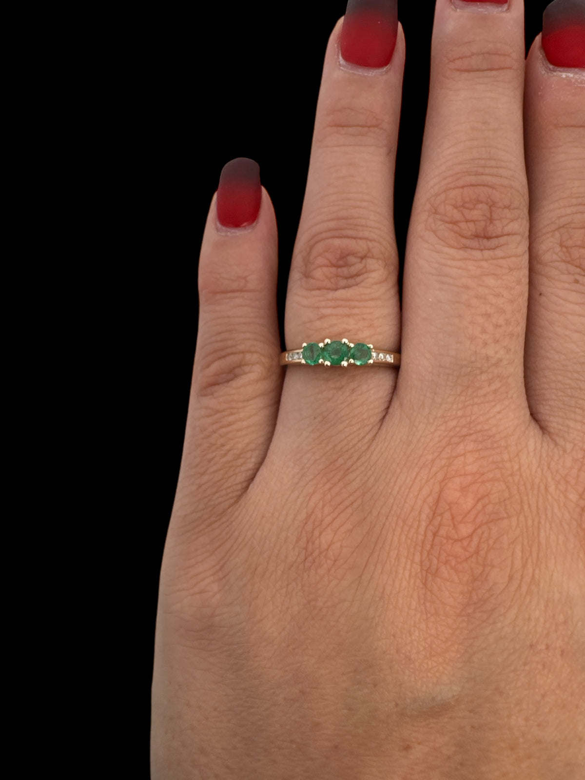 10K Yellow Gold Emerald &amp; Diamond Ring