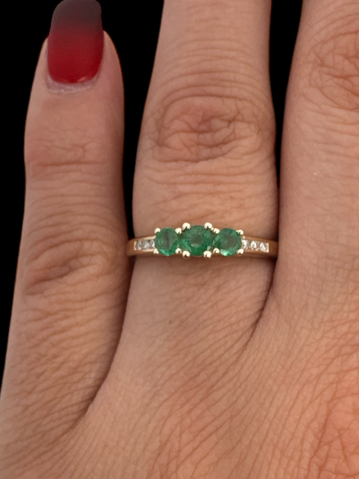 10K Yellow Gold Emerald &amp; Diamond Ring