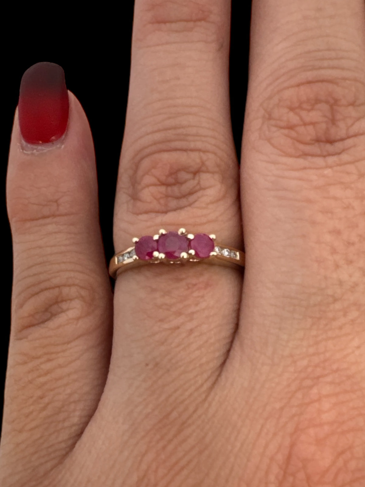 10K Yellow Gold Ruby &amp; Diamond Ring