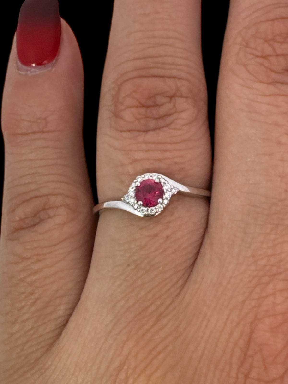 10K White Gold Ruby and Diamond Ring