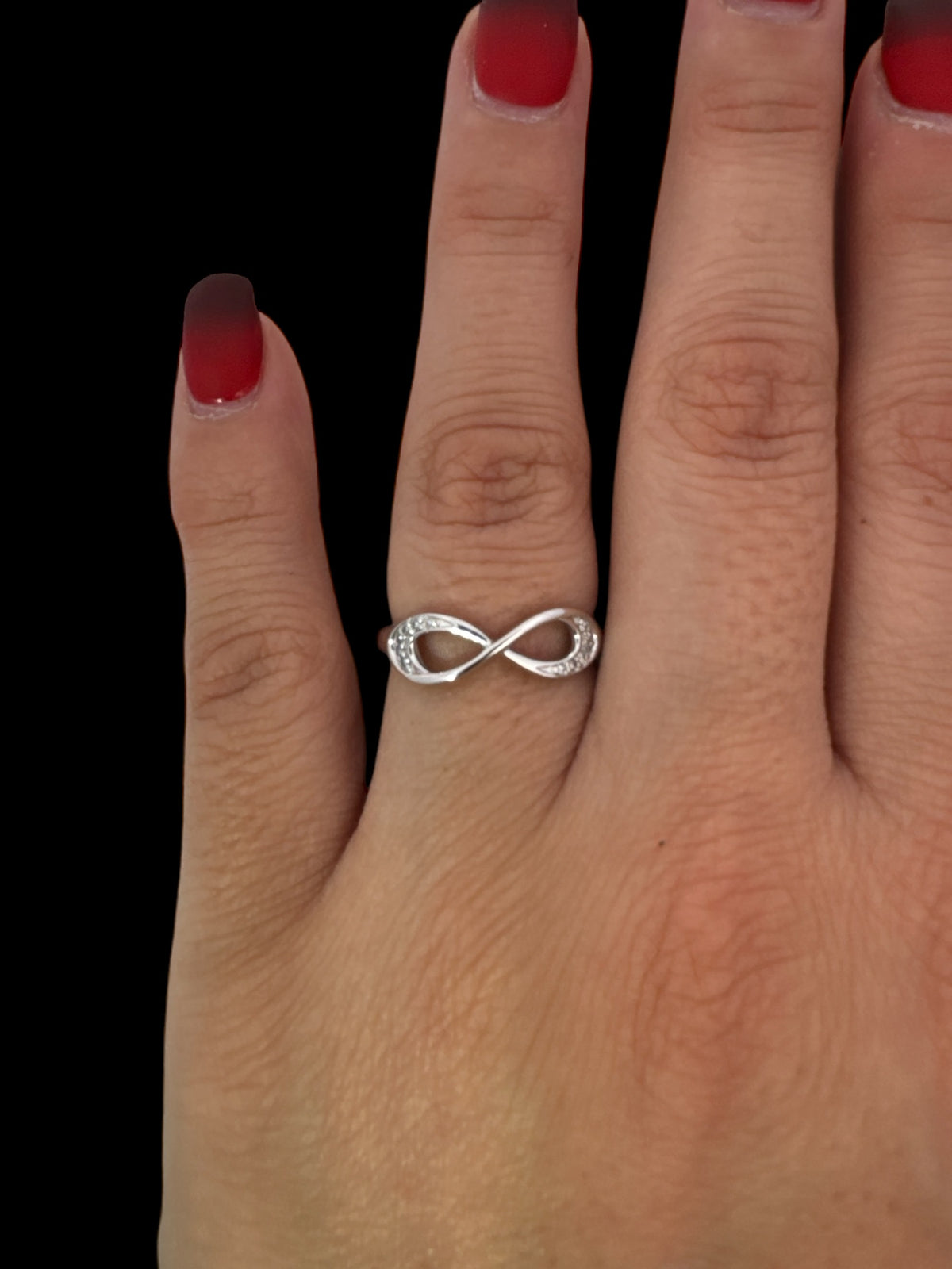 10K White Gold 0.06cttw Infinity Diamond Ring