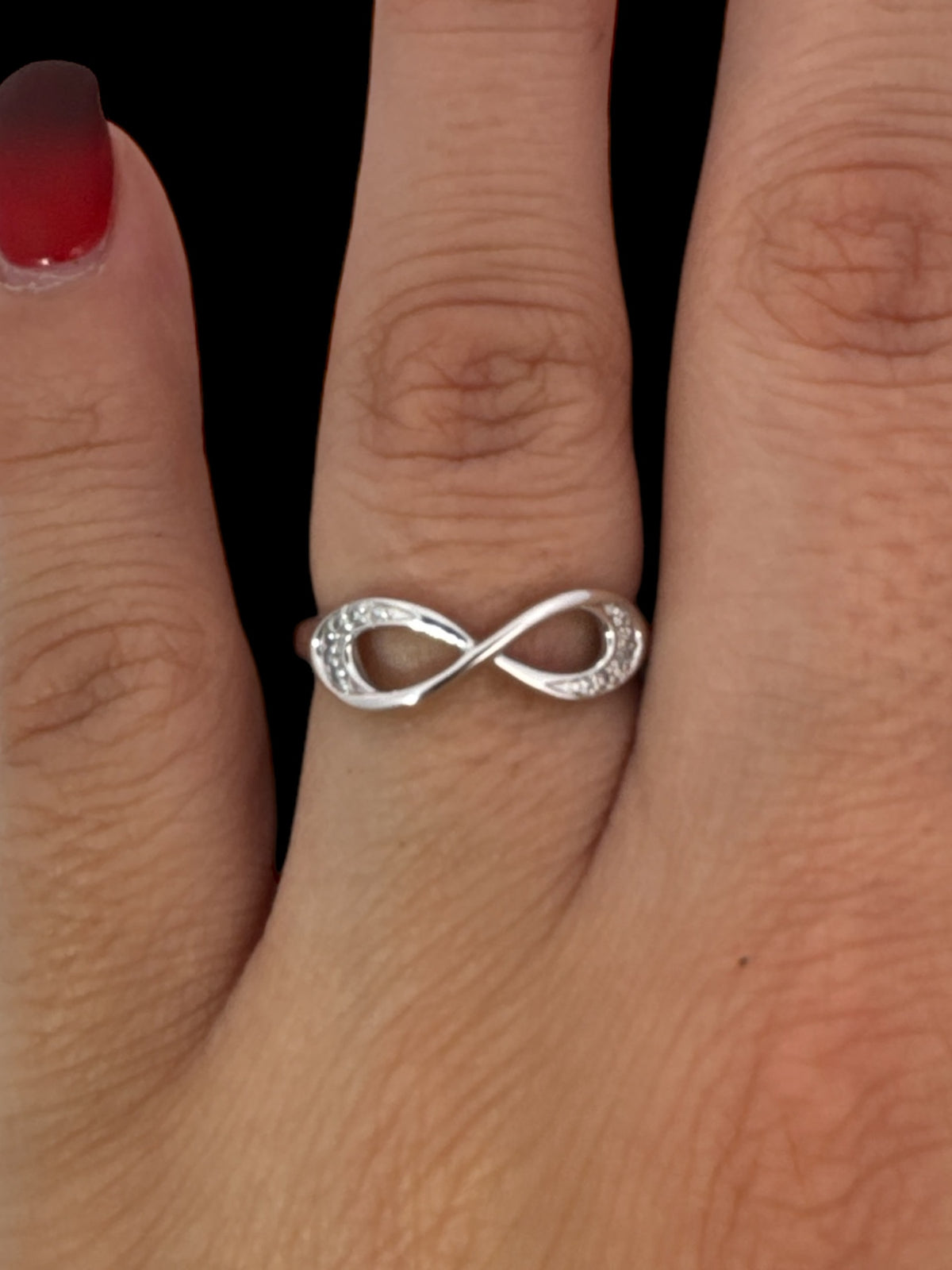 10K White Gold 0.06cttw Infinity Diamond Ring