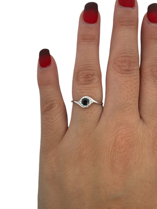 10K White Gold Sapphire & Diamond Ring