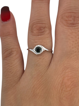 10K White Gold Sapphire & Diamond Ring