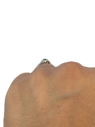 10K White Gold Emerald & Diamond Ring
