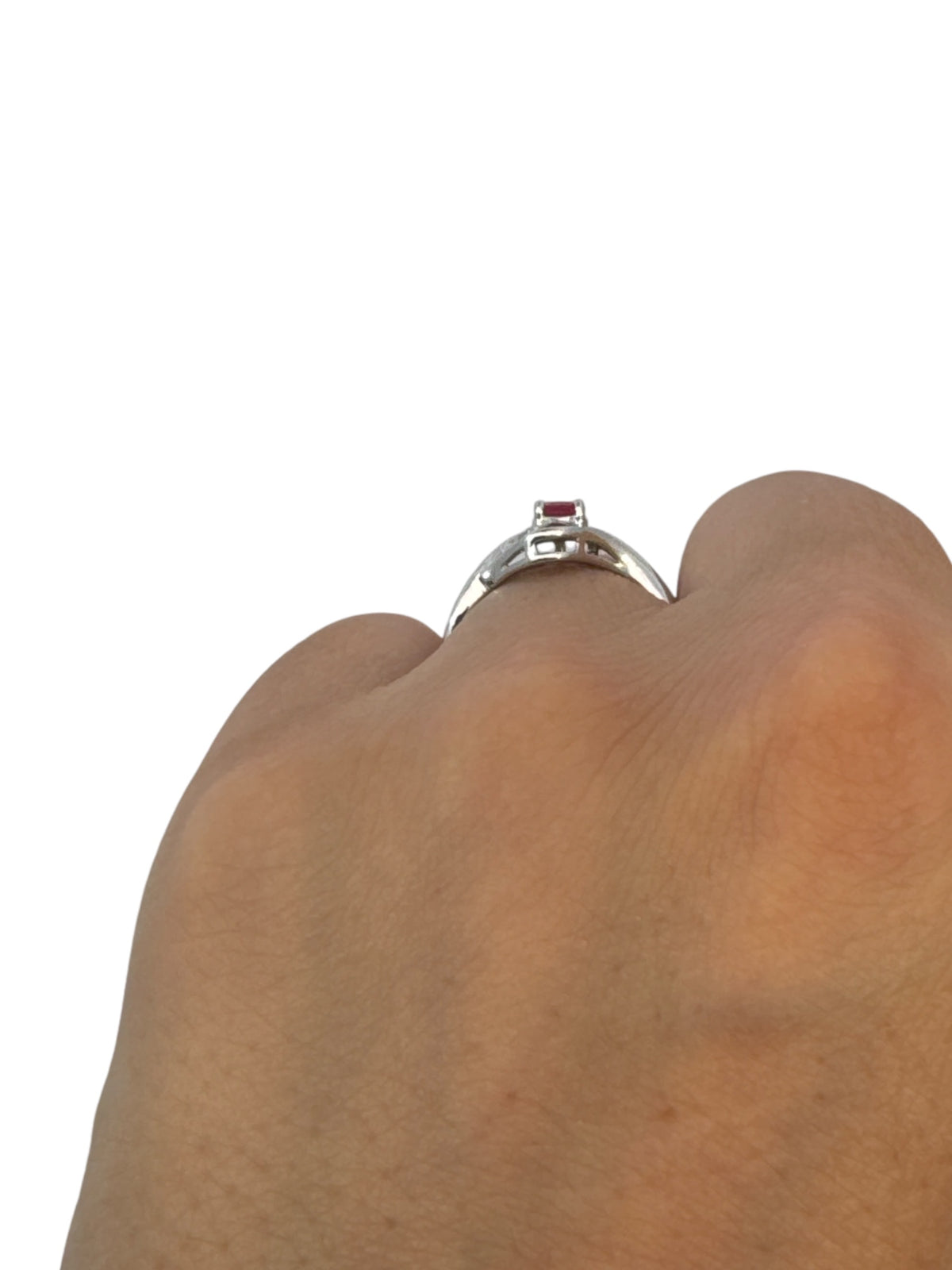 10K White Gold Ruby &amp; Diamond Ring