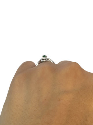 10K White Gold Emerald & Diamond Ring